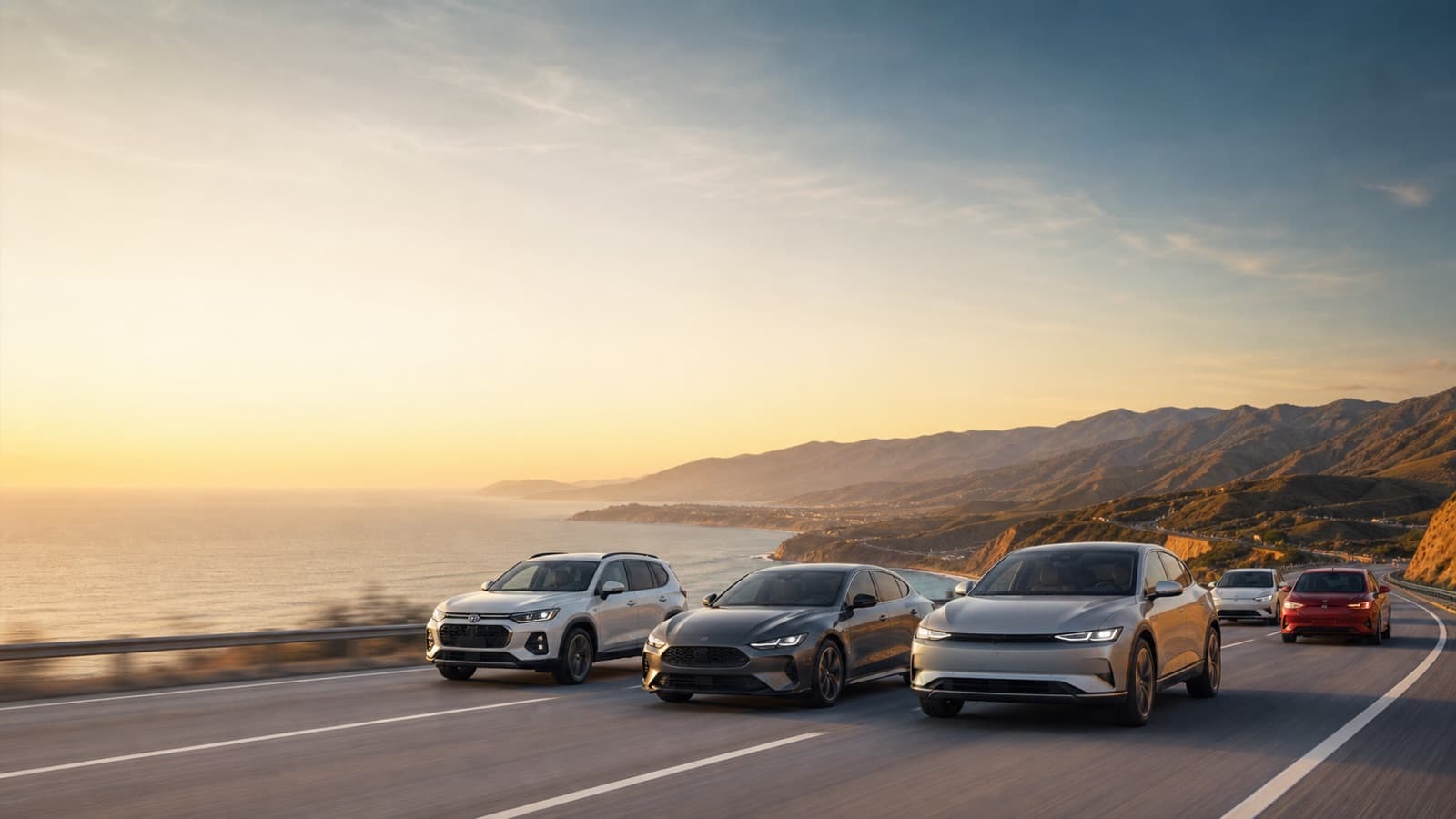 Cars driving on a scenic road